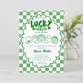 Faire-part de Baby Shower Lucky Charm (Debout devant)