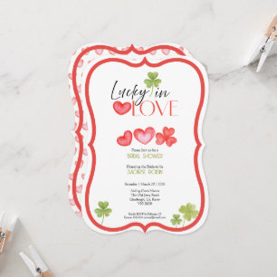 Faire-part de Baby Shower 'Lucky in Love' feuille 