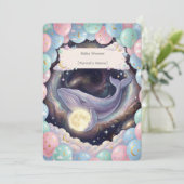 Faire-part de Baby Shower Lune Céleste (Debout devant)