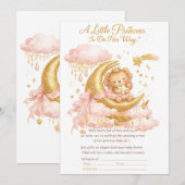 Faire-part de Baby Shower Luxueux pour Fille Rose  (Devant / Derrière)