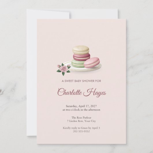 Faire-part de Baby Shower Macaron Stack (Devant)