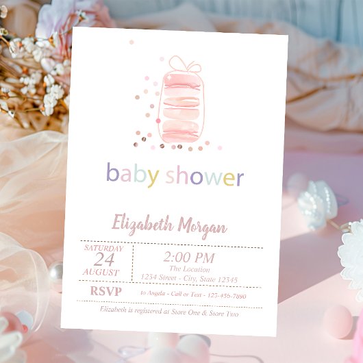 Faire-part de Baby Shower Macarons Français