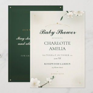 Faire-part de Baby Shower Magnolia Blanc