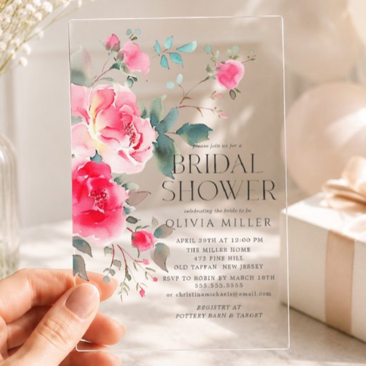 Faire-part de Baby Shower Mariage Fleur Rose