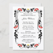 Faire-part de Baby Shower Mariage Fleurs de Feuill (Devant)