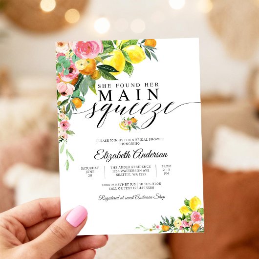 Faire-Part de Baby Shower Mariage Floral Citronné