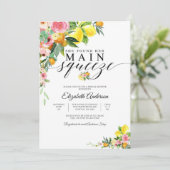 Faire-Part de Baby Shower Mariage Floral Citronné (Debout devant)