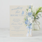 Faire-part de Baby Shower Mariage Hydrangea Bleu (Debout devant)