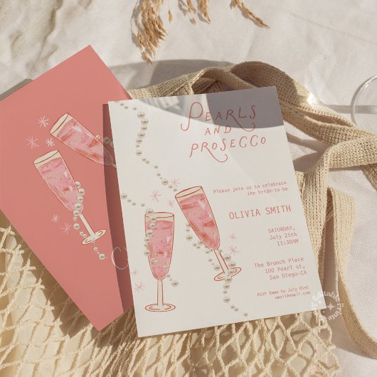 Faire-part de Baby Shower Mariage Perles et Prosec