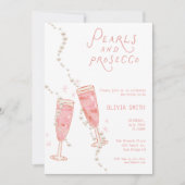 Faire-part de Baby Shower Mariage Perles et Prosec (Devant)