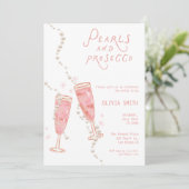 Faire-part de Baby Shower Mariage Perles et Prosec (Debout devant)