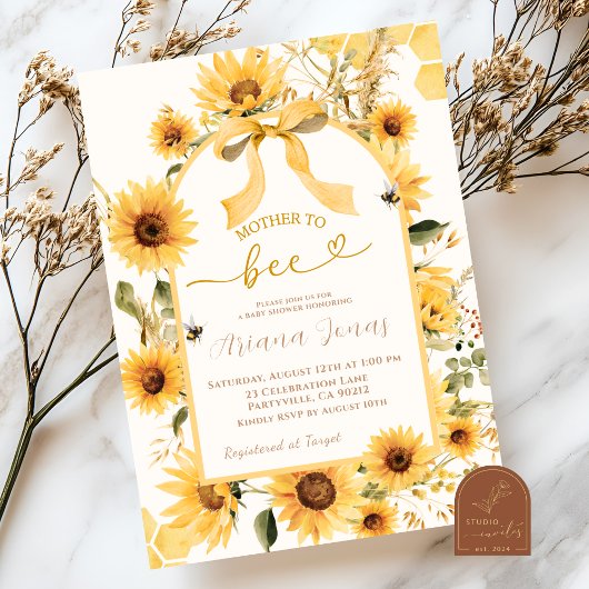 Faire-part de Baby Shower Mère Tournesol pour Bébé