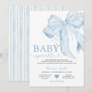 Faire-part de Baby Shower Mignon avec un Nœud Bleu