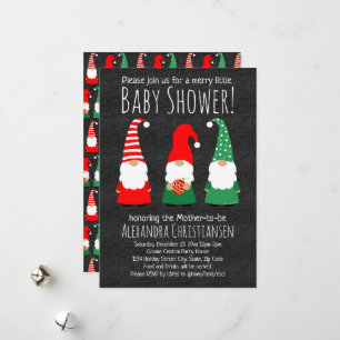 Faire-part de Baby Shower Mignons Gnomes de Noël