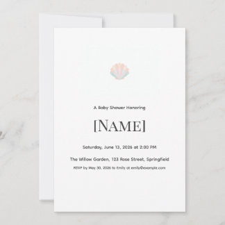 Faire-part de Baby Shower Minimaliste Coquillage,