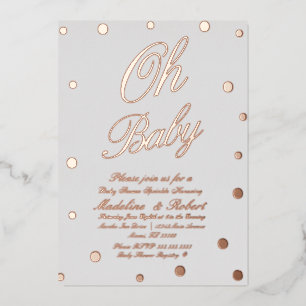 Faire-part de Baby Shower Moderne Points Dorés Pre
