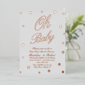 Faire-part de Baby Shower Moderne Points Dorés Pre (Debout devant)