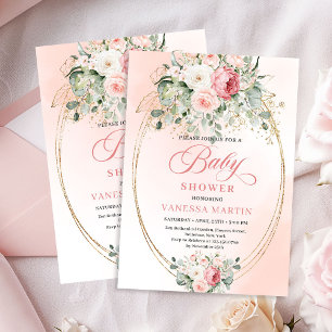 Faire-Part de Baby Shower Moderne Rose Gold pour F