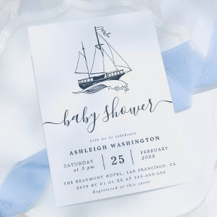 Faire-part de Baby Shower Nautique Bateau de Guerr
