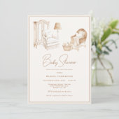 Faire-part de Baby Shower Neutre pour la Nurserie (Debout devant)