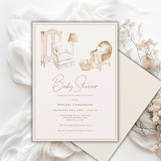 Faire-part de Baby Shower Neutre pour la Nurserie