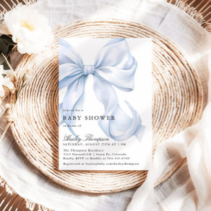 Faire-part de Baby Shower Nœud Papillon Bleu Coque