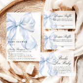 Faire-part de Baby Shower Nœud Papillon Bleu Coque