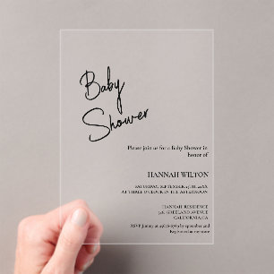 Faire-part de baby shower noir et blanc calligraph
