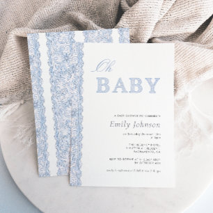 Faire-part de Baby Shower « Oh Baby Boy » à dentel