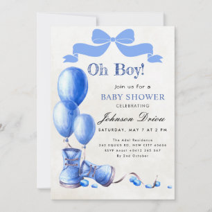 Faire-Part de Baby Shower « Oh Boy » Aquarelle B