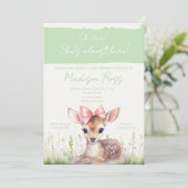 Faire-Part de Baby Shower 'Oh Cerf Elle est presqu (Debout devant)