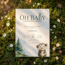 Faire-part de Baby Shower Opossum Woodland