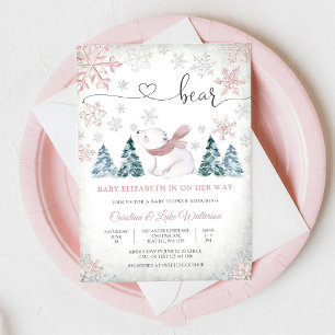 Faire-part de Baby Shower Ours d'Hiver