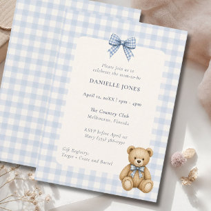 Faire-part de Baby Shower Ours en Peluche à Carrea