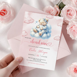 Faire-part de Baby Shower Ours en Peluche Fantaisi