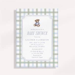 Faire-part de Baby Shower Ours en Peluche Prépa Bl