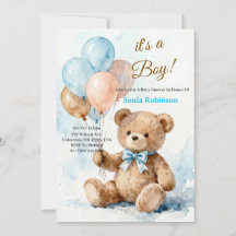 Faire-part de Baby Shower Ourson Adorable