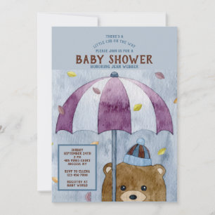 Faire-part de Baby Shower Ourson d'Automne