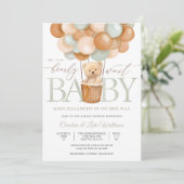Faire-part de Baby Shower Ourson en Ballon Mignon (Debout devant)