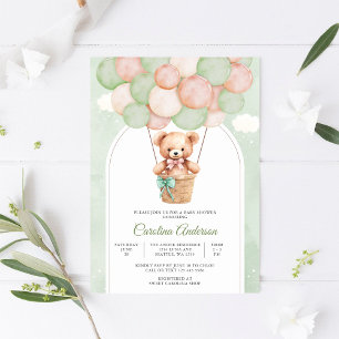 Faire-part de Baby Shower Ourson en Ballon Mignon