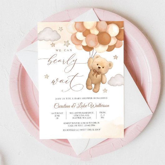 Faire-part de Baby Shower Ourson Mignon