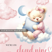 Faire-part de Baby Shower Ourson Mignon Cloud Nine