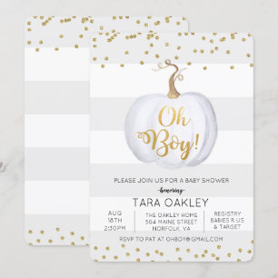 Faire-Part de Baby Shower Pailleté Citrouille Oh G