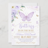 Faire-part de Baby Shower Papillon Violet Fille in (Devant)