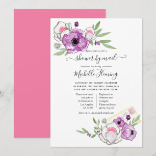 Faire-part de baby shower par courrier à thème flo
