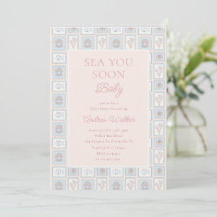 Faire-part de Baby Shower Pastel Sea You Soon Baby