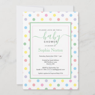 Faire-part de Baby Shower Pastels Doux à pois