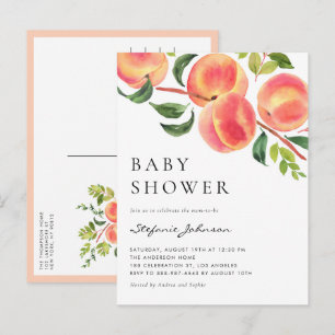 Faire-part de Baby Shower Peches Aquarelle Été