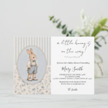 Faire-part de Baby Shower Personnalisé, Lapin Vint