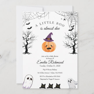 Faire-part de Baby Shower Petit Boo Citrouille d'H